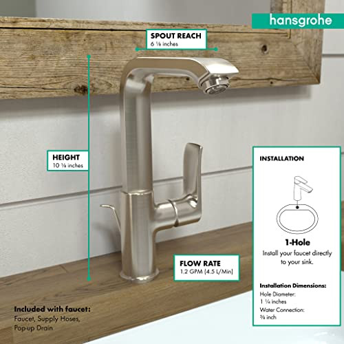 Hansgrohe 31087821 Metris 230 Single Hole Faucet in: Brushed Nickel: Brushed Nickel