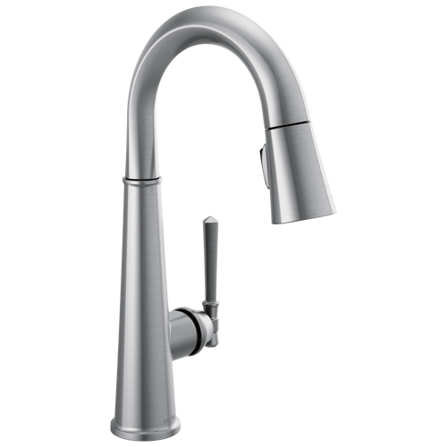 Delta Emmeline 9982-AR-PR-DST Single Handle Pull Down Bar/Prep Faucet in Lumicoat Arctic Stainless Finish