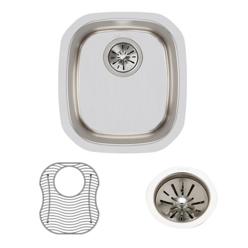 Elkay Lustertone Classic Stainless Steel, 14-1/4" x 15-3/4" x 5-15/16", Single Bowl Undermount Sink Kit