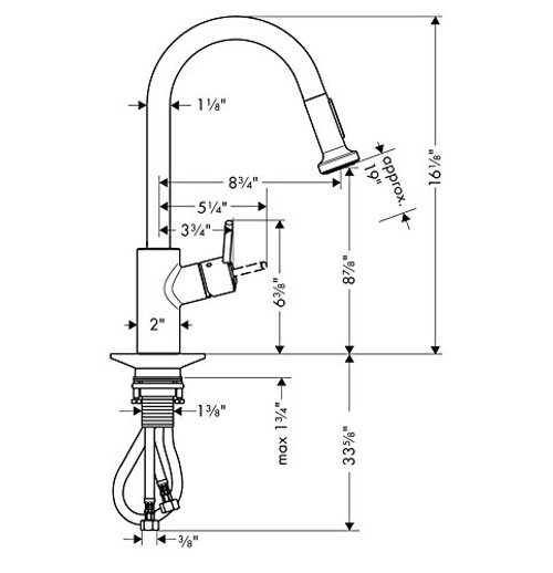 Hansgrohe 14877001 Talis S2 High Arc Kitchen Faucet, 2-Spray Pull-Down, 1.75 GPM in Chrome Hansgrohe 14877001 Talis S2 High Arc Kitchen Faucet, 2-Spray Pull-Down, 1.75 GPM in Chrome