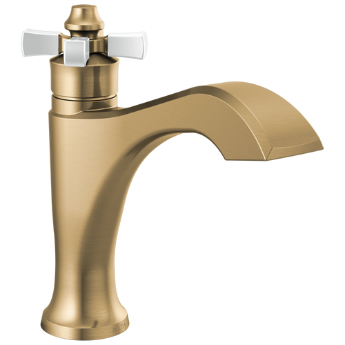 Delta Dorval 557-GSLPU-DST Single Handle Bathroom Faucet in Champagne Bronze / Porcelain Finish
