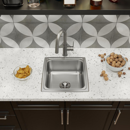 Elkay Lustertone Classic Stainless Steel 17" x 17-1/2" x 7-5/8", Single Bowl Drop-in Sink
