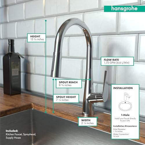 Hansgrohe 72813001 Talis S High Arc Kitchen Faucet, 2-Spray Pull-Down, 1.75 GPM in Chrome