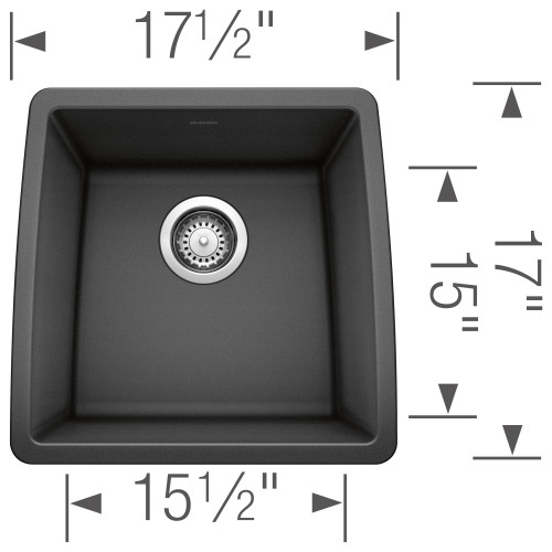 Blanco 440079 Performa Silgranit II Single Bowl: Anthracite Undermount Kitchen Sink Blanco 440079 Performa Silgranit II Single Bowl: Anthracite Undermount Kitchen Sink