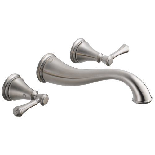 Delta Cassidy T3597LF-SSWL Two Handle Wall Mount Bathroom Faucet Trim in Stainless Finish