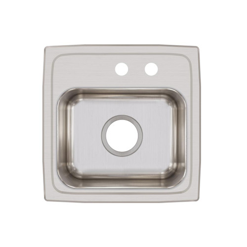 Elkay Lustertone Classic Stainless Steel 15" x 15" x 7-1/8", MR2-Hole Single Bowl Drop-in Bar Sink with Quick-clip and 3-1/2" Drain