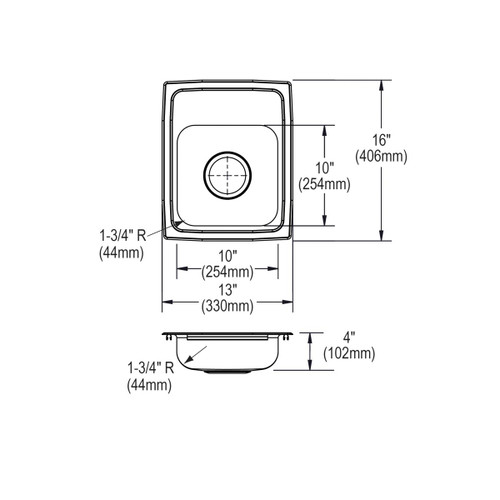 Elkay Lustertone Classic Stainless Steel 13" x 16" x 4" 1-Hole Single Bowl Drop-in ADA Sink