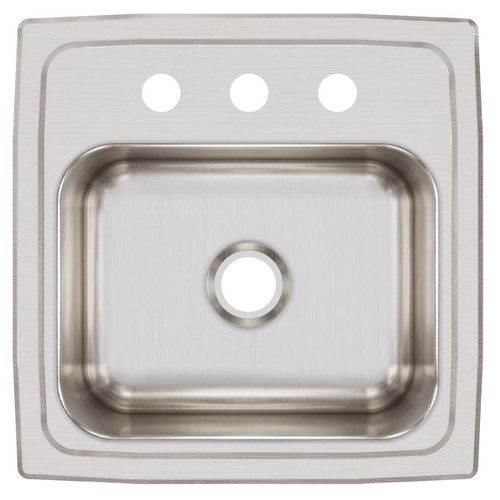 Elkay Lustertone Classic Stainless Steel 15" x 15" x 7-1/8" 3-Hole Single Bowl Drop-in Bar Sink with 2" Drain