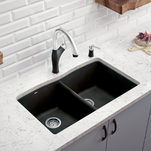 Blanco 440184 Diamond Equal Double Bowl Silgranit II: Anthracite Undermount Kitchen Sink Blanco 440184 Diamond Equal Double Bowl Silgranit II: Anthracite Undermount Kitchen Sink