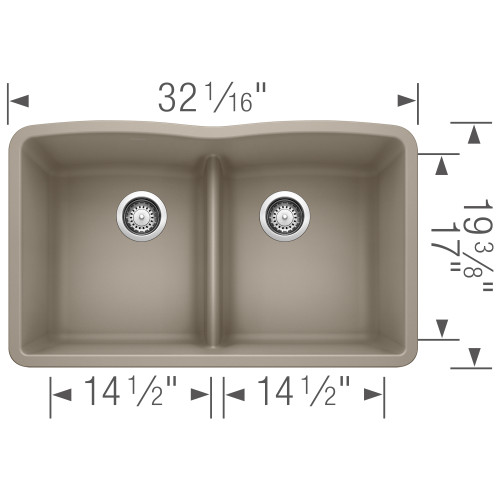 Blanco 442072 Diamond Equal Double Low Divide Undermount - Truffle Blanco 442072 Diamond Equal Double Low Divide Undermount - Truffle