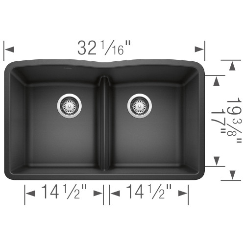 Blanco 442075 Diamond Equal Double Low Divide Undermount - Anthracite Blanco 442075 Diamond Equal Double Low Divide Undermount - Anthracite