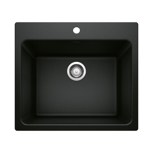 Blanco 442924: Liven Collection 25" Drop-in or Undermount Mount Laundry Sink - Coal Black