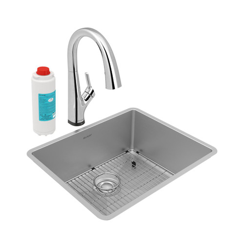 Elkay Crosstown 18 Gauge Stainless Steel 22-1/2" x 18-1/2" x 9" Single Bowl Undermount Sink Kit with Filtered Faucet