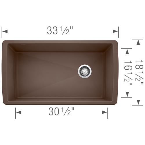 Blanco 441771 Diamond Silgranit Super Single Bowl Undermount: Cafe Brown