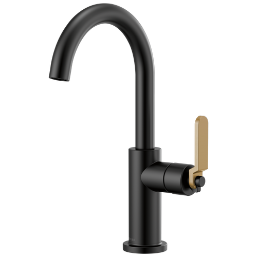 Brizo Litze 61044LF-GL Bar Faucet with Arc Spout and Industrial Handle Luxe Gold