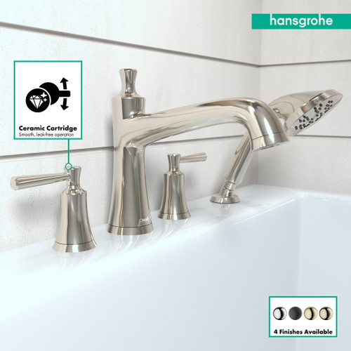 Hansgrohe 04777830 Joleena 4-Hole Roman Tub Set Trim with 1.75 GPM Handshower in Polished Nickel