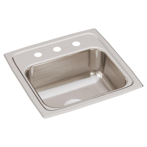 Elkay Lustertone Classic Stainless Steel 15" x 15" x 6-1/8", 3-Hole Single Bowl Drop-in Bar Sink