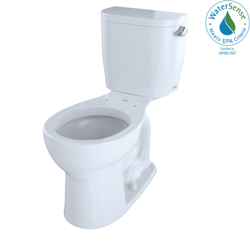 TOTO Entrada Two-Piece Round 1.28 GPF Universal Height Toilet with Right-Hand Trip Lever, Cotton White - CST243EFR#01