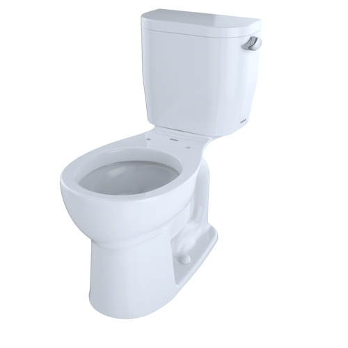 Toto Entrada Two Piece Round Universal Height Toilet and Right Hand Lever 1.28 GPF Less Seat in Cotton White
