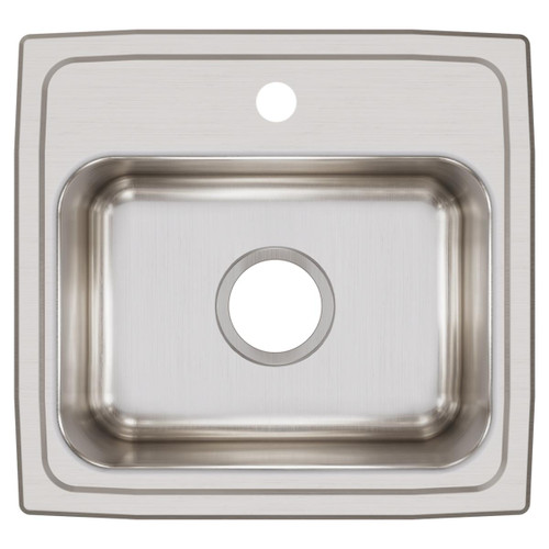 Elkay Lustertone Classic Stainless Steel 17" x 16" x 7-5/8" 1-Hole Single Bowl Drop-in Sink with Quick-clip