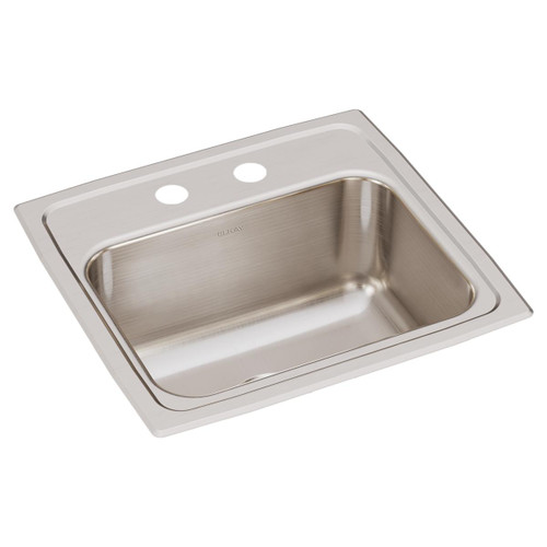 Elkay Lustertone Classic Stainless Steel 17" x 16" x 7-5/8" 2-Hole Single Bowl Drop-in Sink with Quick-clip