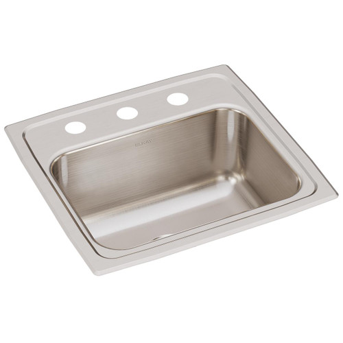 Elkay Lustertone Classic Stainless Steel 17" x 16" x 7-5/8" 3-Hole Single Bowl Drop-in Sink with Quick-clip