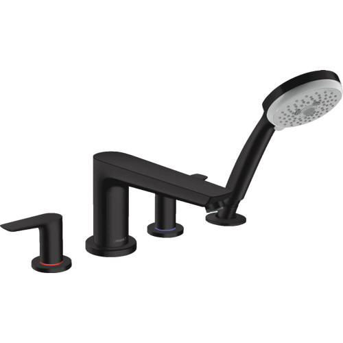 Hansgrohe 71744671 Talis E 4-Hole Roman Tub Set Trim with 1.8 GPM Handshower in Matte Black