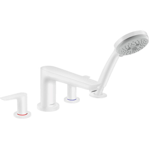Hansgrohe 71744701 Talis E 4-Hole Roman Tub Set Trim with 1.8 GPM Handshower in Matte White