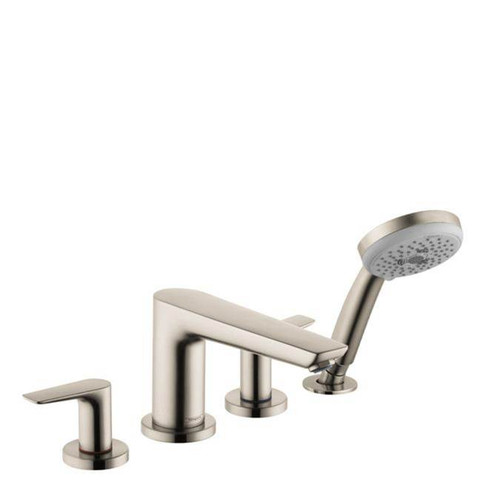Hansgrohe 71744821 Talis E 4-Hole Roman Tub Set Trim with 1.8 GPM Handshower in Brushed Nickel