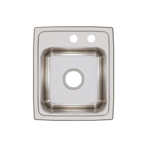 Elkay Lustertone Classic Stainless Steel 15" x 17-1/2" x 7-5/8", MR2-Hole Single Bowl Drop-in Bar Sink