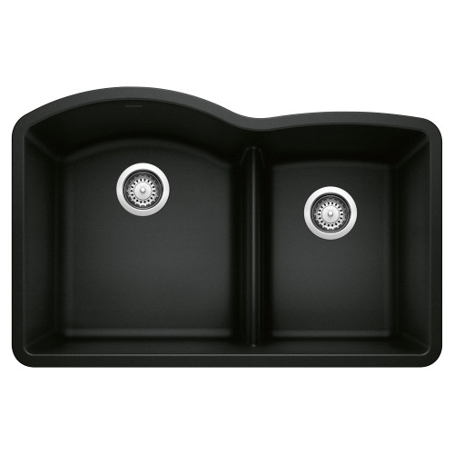 Blanco 442910: Diamond Collection 32" Double Bowl Kitchen Sink with Low Divide - Coal Black