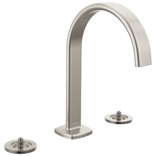 Brizo Allaria 65367LF-NKLHP-ECO Widespread Lavatory Faucet with Arc Spout - Less Handles in Luxe Nickel Finish