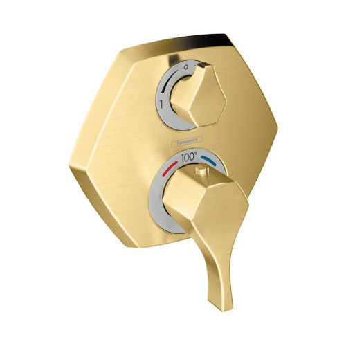 Hansgrohe 04820250 Locarno Thermostatic Trim with Volume Control and Diverter in Brushed Gold Optic