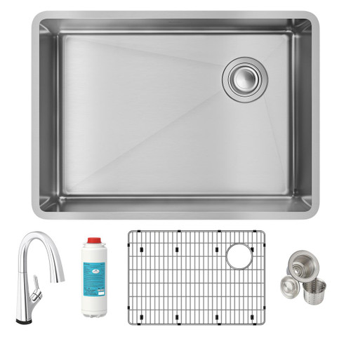 Elkay Crosstown 18 Gauge Stainless Steel 25-1/2" x 18-1/2" x 9" Single Bowl Undermount Sink Kit with Filtered Faucet