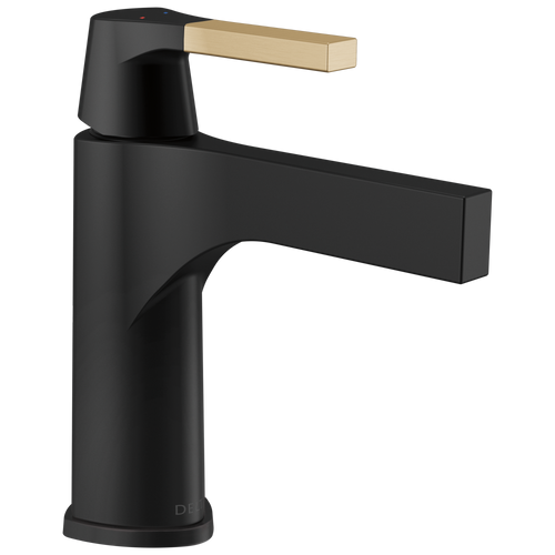 Delta Zura 574-GZMPU-DST Single Handle Bathroom Faucet in Matte Black / Champagne Bronze Finish