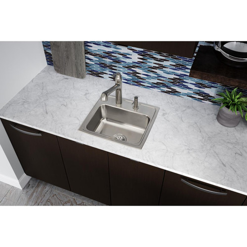 Elkay Lustertone Classic Stainless Steel 19" x 18" x 7-5/8" 2-Hole Single Bowl Drop-in Sink with Quick-clip