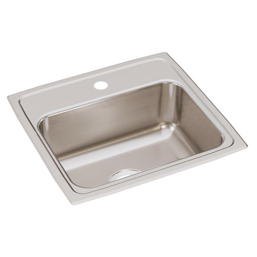 Elkay Lustertone Classic Stainless Steel 19" x 18" x 7-5/8", 1-Hole Single Bowl Drop-in Sink with Quick-clip