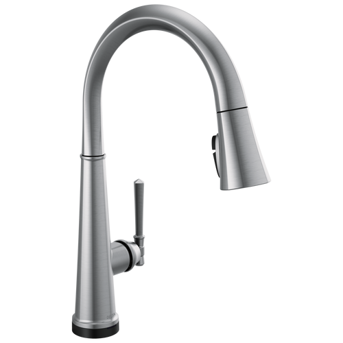 Delta Emmeline: Single Handle Pull Down Kitchen Faucet with Touch2O Technology Lumicoat Arctic Stainless