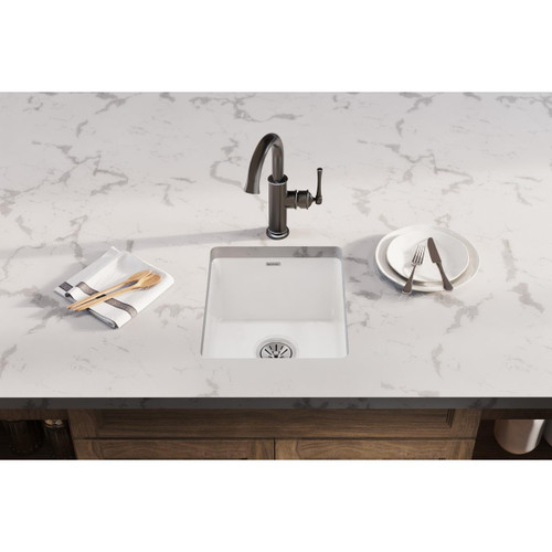 Elkay Fireclay 16-7/16" x 18-15/16" x 9-1/16" Single Bowl Undermount Bar Sink, White