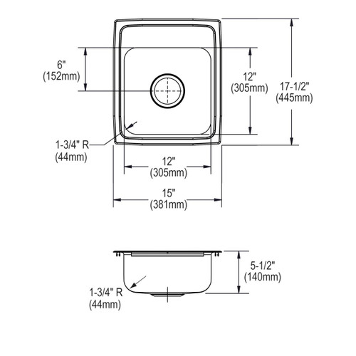 Elkay Lustertone Classic Stainless Steel 15" x 17-1/2" x 5-1/2", MR2-Hole Single Bowl Drop-in ADA Sink