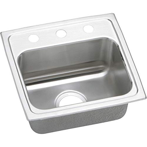Elkay Lustertone Classic Stainless Steel 17" x 16" x 5", 3-Hole Single Bowl Drop-in ADA Sink with Quick-clip