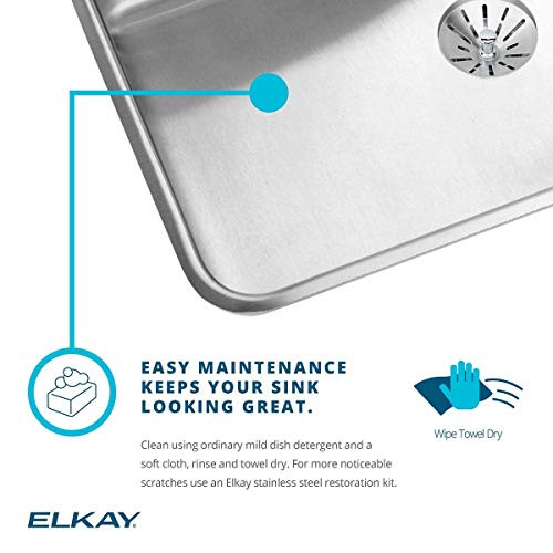 Elkay Lustertone Classic Stainless Steel 17" x 16" x 5-1/2" 1-Hole Single Bowl Drop-in ADA Sink with Quick-clip