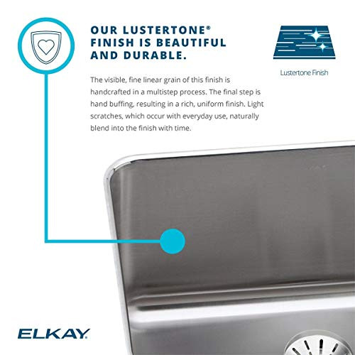 Elkay Lustertone Classic Stainless Steel 17" x 16" x 5-1/2" MR2-Hole Single Bowl Drop-in ADA Sink with Quick-clip