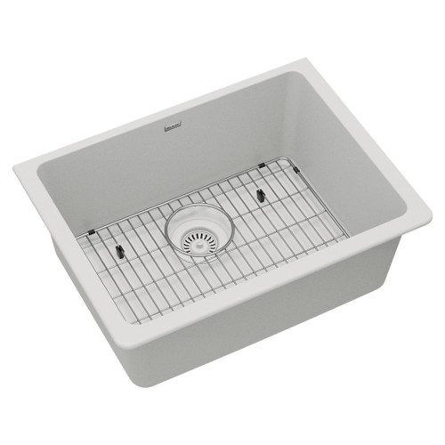 Elkay Quartz Classic 24-5/8" x 18-1/2" x 9-1/2" Single Bowl Undermount Sink Kit White