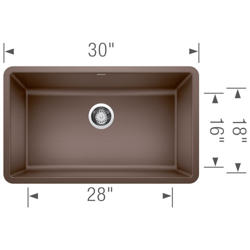 Blanco 442537 Precis 30" Single Undermount - Cafe Brown Blanco 442537 Precis 30" Single Undermount - Cafe Brown