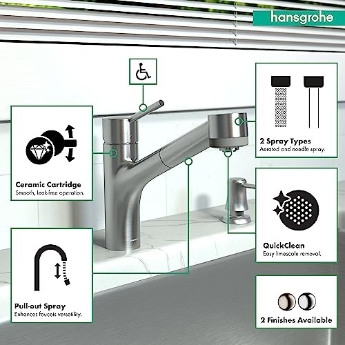 Hansgrohe 06462860 Talis S Kitchen Faucet, 2-Spray Pull-Out, 1.75 GPM in Steel Optic