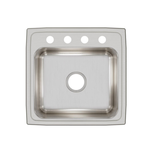 Elkay Lustertone Classic Stainless Steel 19-1/2" x 19" x 7-1/2" OS4-Hole Single Bowl Drop-in Sink with Quick-clip