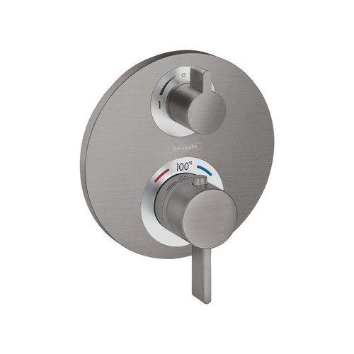 Hansgrohe 15758341 Ecostat S Thermostatic Trim with Volume Control and Diverter in Brushed Black Chrome