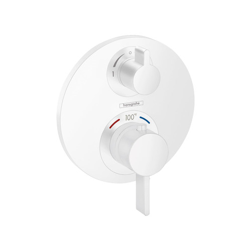 Hansgrohe 15758701 Ecostat S Thermostatic Trim with Volume Control and Diverter in Matte White