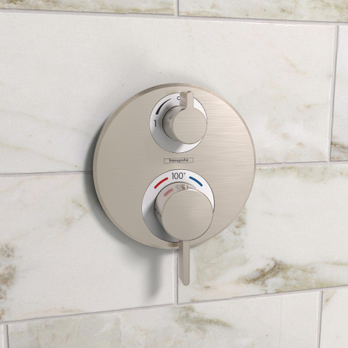 Hansgrohe Ecostat S Thermostatic Trim with Volume Control & Diverter for 2 Functions - Brushed Nickel